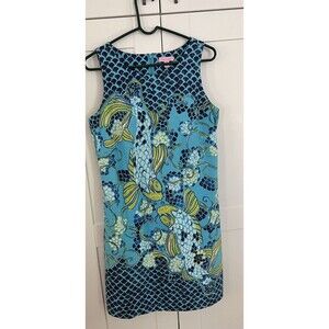 Lilly Pulitzer Blue and Yellow Fish Print Mini Dress